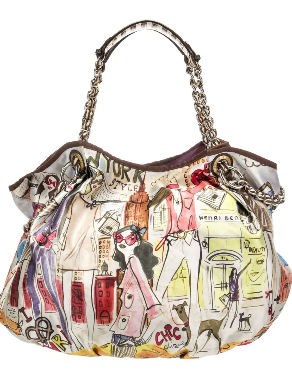 Rare henri bendel Multicolor Illustrated Cityscape Shoulder Bag - Picture 2 of 7